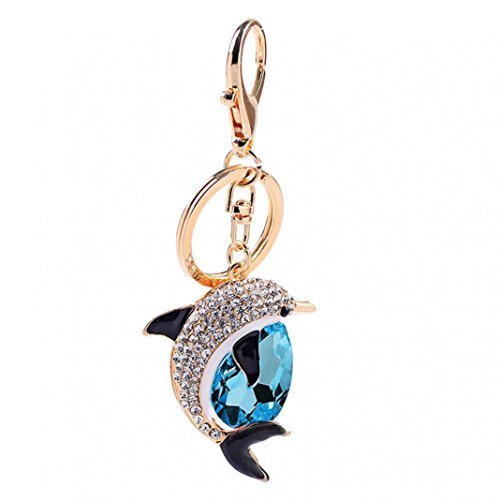 Preisvergleich Produktbild Bangle009 die Neuesten Lovely Anhänger Delfin Strass Aufhängen Schlüsselbund Ring Tasche Geldbörse Decor, Blau
