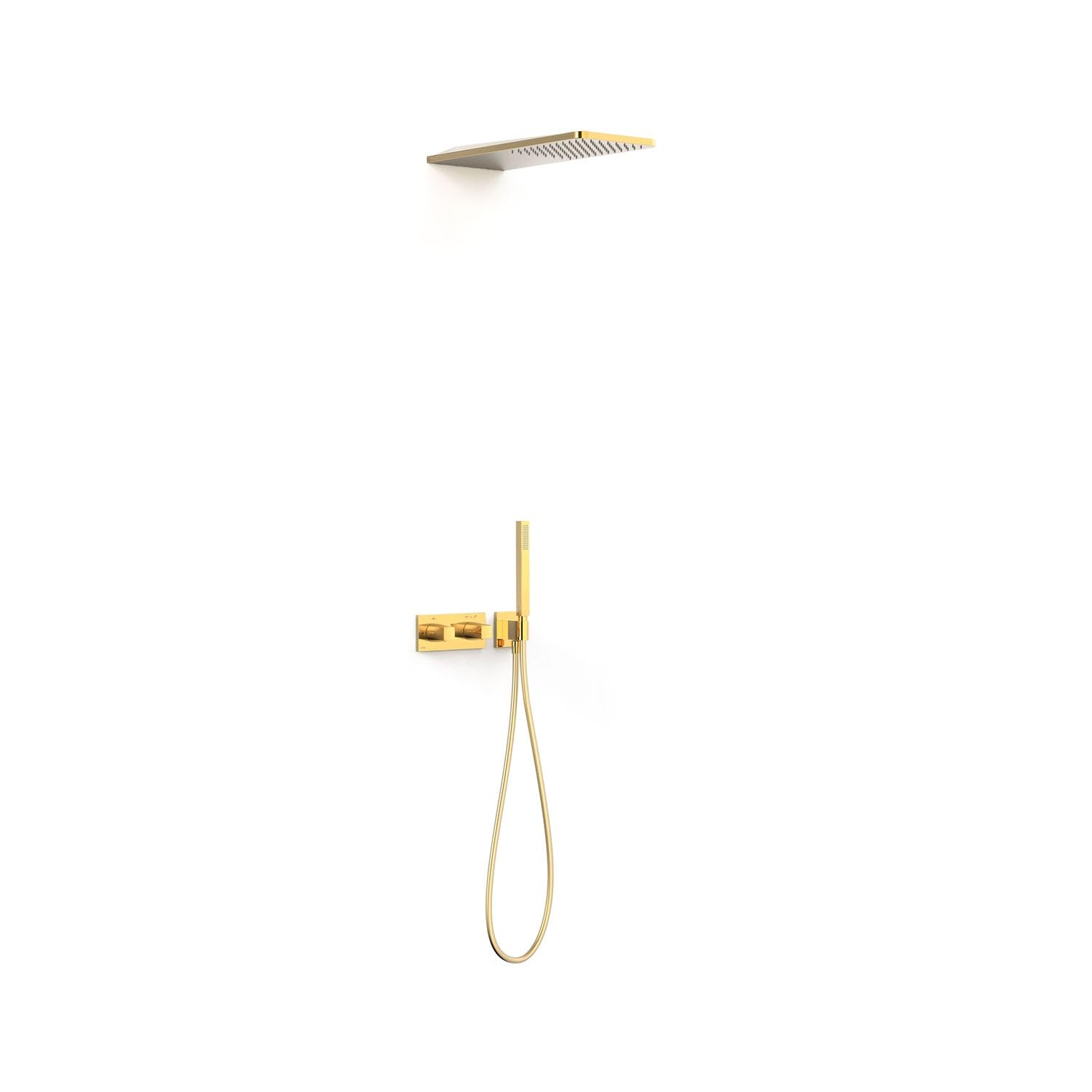 Tres 30725205OR B-System - Kit de grifo Termostático Empotrado de 2 Vías Ducha Color Oro 24K