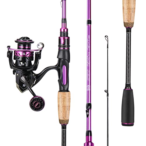 Sougayilang Fishing Pole, Spinning Fishing Rod and Reel Combo, 2Pcs Fishing Rod Combo-Purple-6.9ft and 2000 Spinning Reel - Image 2