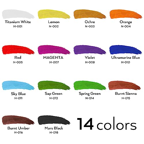 Nicpro-14-Colors-Large-Bulk-Acrylic-Paint-Set-169-oz-500-ml-Non-Toxic-Art-Painting-Supplies-for-Multi-Surface-Fabric-Canvas-Wood-Leather-Stone-Craft-Paint-for-Kid-Adult-with-Color-Wheel
