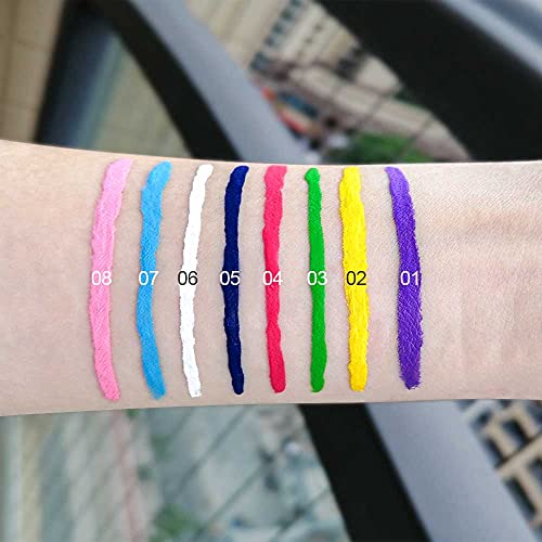Evpct 8 Colors Colored Colorful Matte Liquid Makeup Eyeliner Liquid Set Stamps Shapes For Eyes, Pink Red Yellow Blue Purple White Black Liquid Eyeliner Waterproof Color Eye Liners Pencil For Women 01 #TOP2
