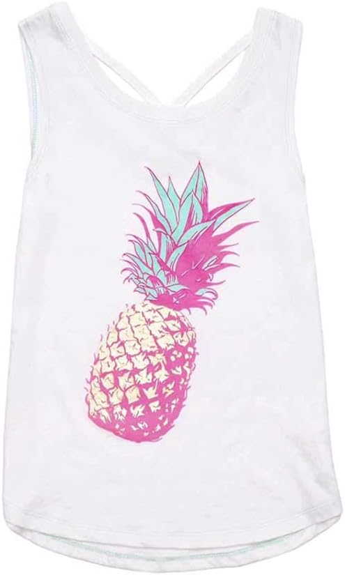 ZELOS Girls White Pineapple Tank 7-16, White