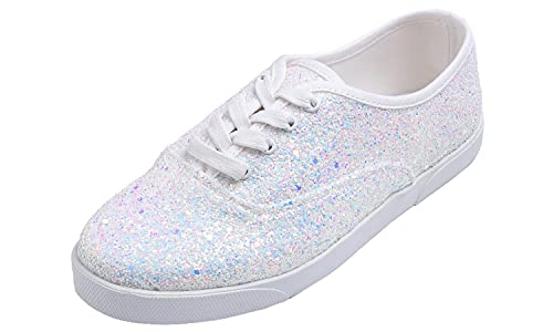 Image of FEVERSOLE Women's Fashion Dress Sneakers Party Bling Casual Flats Embellished Shoes