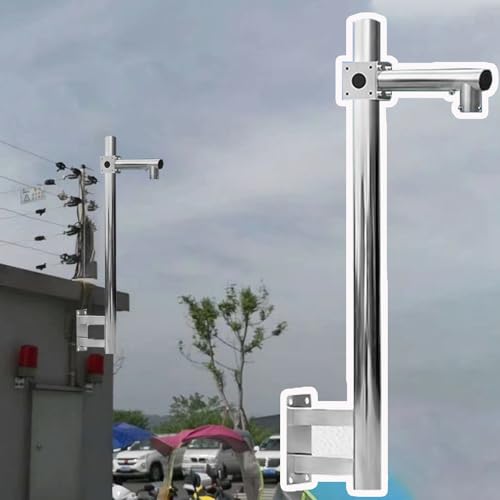 Poteau de surveillance extérieur 2m | Fixation toit et support caméra universelle dôme
