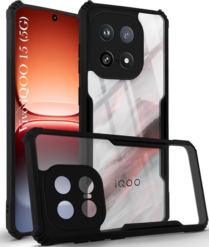 Image of Jkobi Hybrid Back Cover Case for Vivo iQOO 15 5G (Shockproof with Polycarbonate Clear Panel | Professional Black)