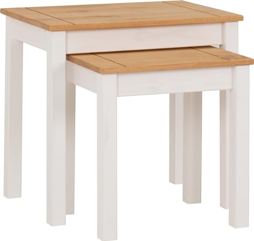 Seconique Nest of 2 Tables, Engineered Wood, White/Natural Wax, W 560mm x D 400mm x H 535mm