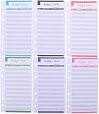 Budget Feuilles A6 Liant,12 pcs Classeur Budget,Avec Étanche Sacs à Feuilles Mobiles & Feuilles de Budget & Règle,pour Scolaires Bureau Accueil Budget de Trésorerie