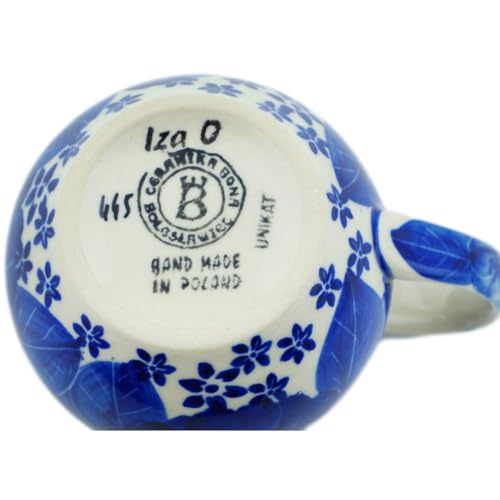 Taza artesanal Polmedia Polish Pottery 12 oz azul miniatura 4