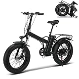 JSMDLN Elektrisches Faltrad,20-Zoll-Elektrofahrrad,Tragbares Falt-E-Bike Für Erwachsene (7-Gang),Falt-E-Bike Mit LCD-Display,Mini-Falt-E-Bike,3 Fahrmodi,All-Terrain-Mountainbike Mit Dicken Reifen
