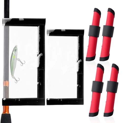 6 Pcs Lure Fishing Lure Covers Set 4 Red Lure Wraps for Fishing Rod and 2 Clear PVC Lure Protector (L M) Rod Armour Lure Wrap Bait Storage Protector Easily See Bait Glove To Keep Fishermen Safe
