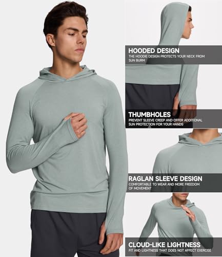 BAMBOO COOL Men's UPF 50+ Sun Protection Hoodies Soft and Lightweight Long Sleeve SPF Fishing Thumbhole Shirts Hooded2