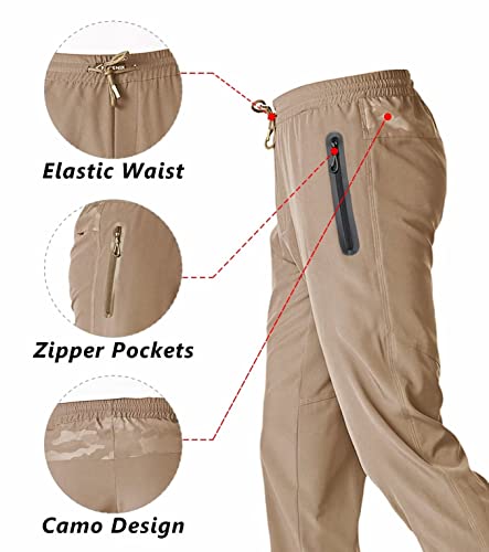 Boladeci Mens Workout Pants Lightweight Quick Dry Breathable Elastic Waist With Drawstring Athletic Jogger Travel Fishing Hiking Pants Khaki 34 #TOP3