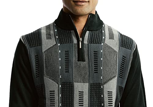 Stacy Adams Men's Sweater, Multi Block Jacquard (Medium, Black) #TOP28