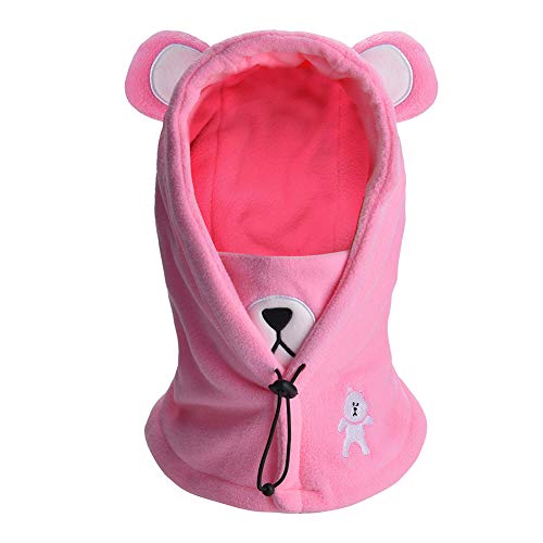 Boys Girls Winter Warm Windproof Balaclava Hat Ski Riding Face Mask Fleece Neck Warmer (Pink) #TOP10