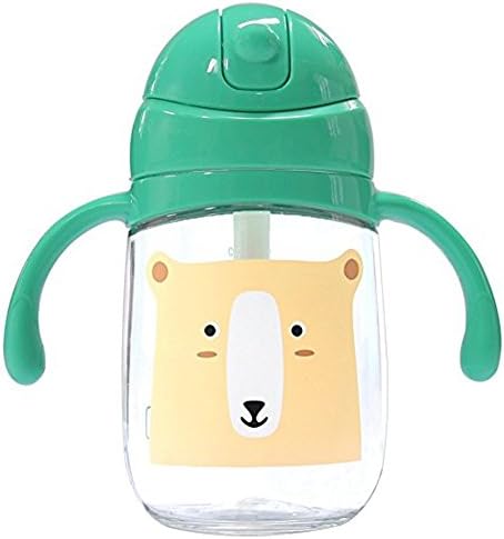 Straw Sippy Cup with Handles,9oz, Green,BPA Free,Click Lock,No Spill