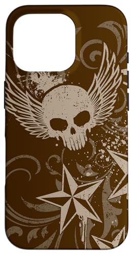 Y2k Grunge 2000s Skull Star Emo Harajuku Goth Scene Brown �X�}�z�P�[�X iPhone 16 Pro �p