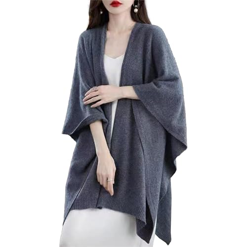 Scialle Avvolgente per Donna, Cardigan Aperto sul Davanti, Caldo ed Elegante Poncho Lavorato a Maglia, Mantello, Maglione Aperto c