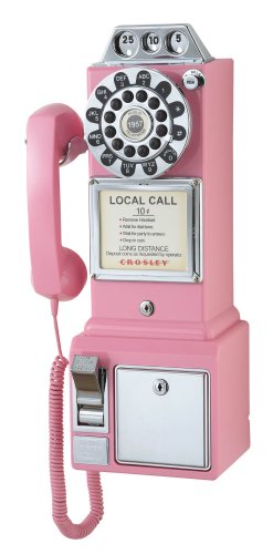 Crosley CR56-PI 1950's Payphone with Push Button Technology, Pink