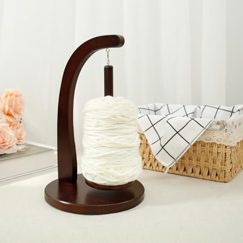 NZWBSHSSP Soporte de hilo de madera, soporte giratorio de hilo de costura, giratorio magnético, dispensador de bolas de hilo estable, 320 g, carga de rodamiento para los amantes del ganchillo (Retro