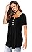 Womens Shirts Casual Tee Shirts V Neck Short Sleeve Button Up Tunic Tops Blouses Black M