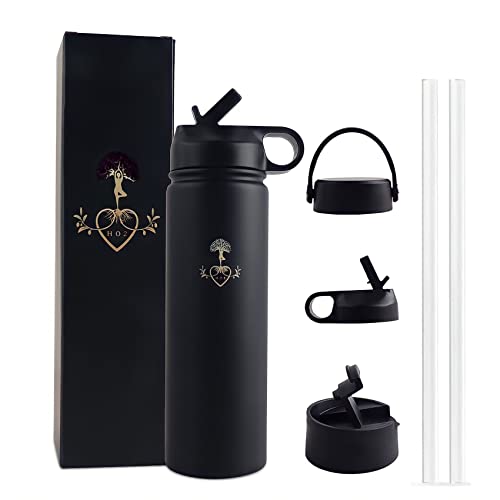 Nature Breathe - Water Bottle - 24 Oz, 3 Lids, Keeps Hot And Cold, Vacuum Insulated Stainless Steel, Double Walled, Great For All Sports,Perfect For The Beach, Gift. #TOP27