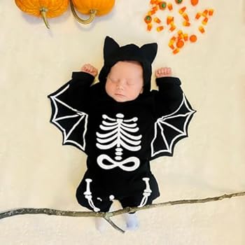 FUTERLY Deguisement Halloween Bebe, Deguisement Chauve Souris Bebe, Costume Halloween Bebes, Pyjama Halloweens Bebes, Tenue Halloweens Bébé Ensemble 6-9 Mois