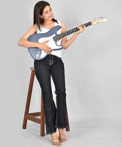 Image of Blueberry R-701-M Full Size Electric Guitar, Tech Rosewood Fretboard, Chrome-Plated Hardware, SSS Pickup, 6-String Right-Handed Beginner Kit with Bag, Strap, Strings & 2 Picks (GREY, Value Pack)