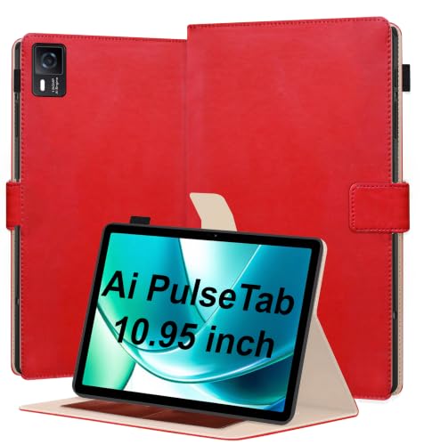 TGK Flip Cover Case for Ai+ PulseTab 10.95 inch Tablet with Stylus Holder (Red)