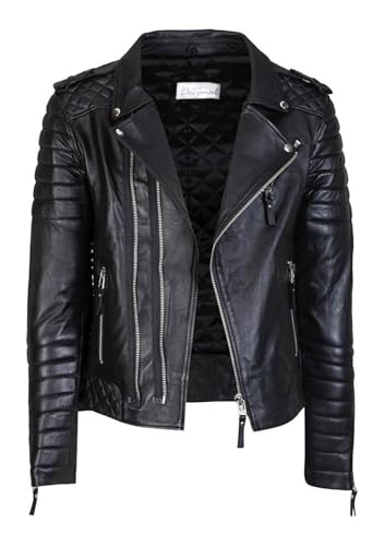 Image of DECIMAL Men's Black REAL Lambskin Leather Biker Jacket VINTAGE GENUINE MOTORCYCLE JACKETS FOR MEN