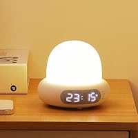 Fulasofia LED Nachttischlampe Nachttischlicht für Kinder – Farbwechsel, Dimmbar, Drucksteuerung, Zeitanzeige, Timer & Wecker, Kabellos, USB-Ladbar, Ideal für Kinderzimmer