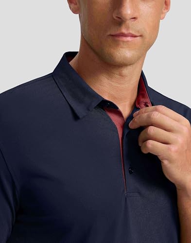 Men's Golf Shirts Dry Fit Moisture Wicking Performance Short Sleeve Collared Polo Shirts for Casual Athletic Business