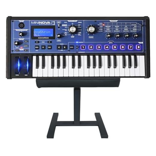 Audiosavings Bundle: (1) Novation MiniNova 37-Key Compact Studio Live Sound USB MIDI Keyboard Synthesizer Bundle With (1) Rockville AIR-BENCH Keyboard/Piano Bench Chair Hydraulic Air Lift, Padding