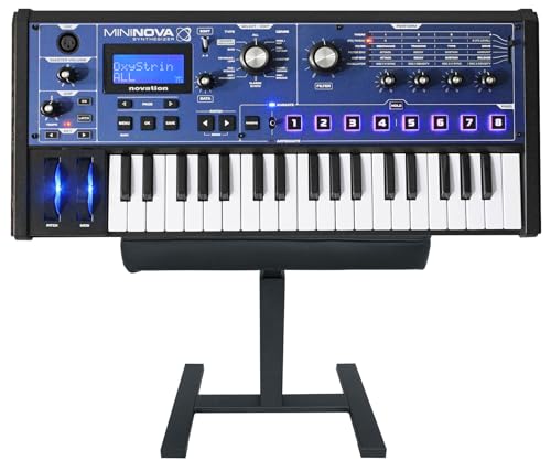 Audiosavings Bundle: (1) Novation MiniNova 37-Key Compact Studio Live Sound USB MIDI Keyboard Synthesizer Bundle With (1) Rockville AIR-BENCH Keyboard/Piano Bench Chair Hydraulic Air Lift, Padding