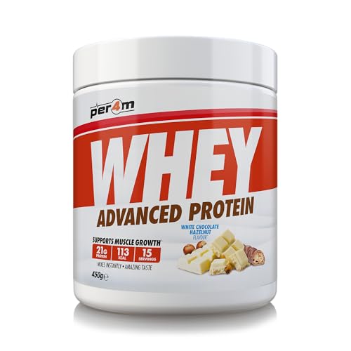 Per4m Whey Protein Powder | High Protein Shake for Muscle Growth & Recovery | Low Sugar Gym Supplement | Sports Nutrition Drink + Amino Acids (450g, White Chocolate Hazelnut)
