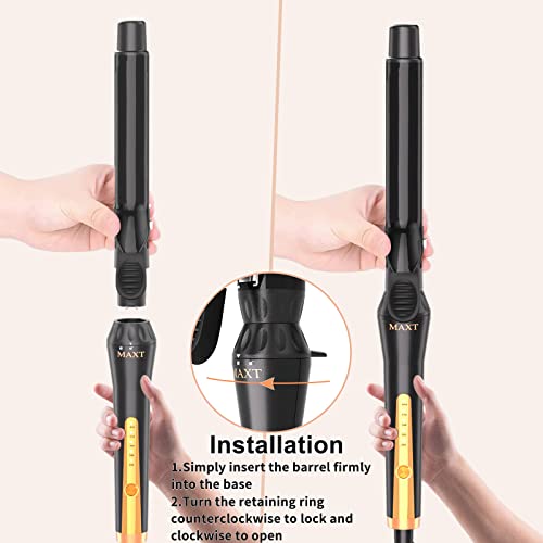 Maxt Curling Irons Waver Curling Wand Ceramic Tourmaline Hair Curler Dual Voltage Curlers Long Lasting Curls & Waves Hair Wand With 5 Heat Settings Glove Clips Include (1 Inch) #TOP4