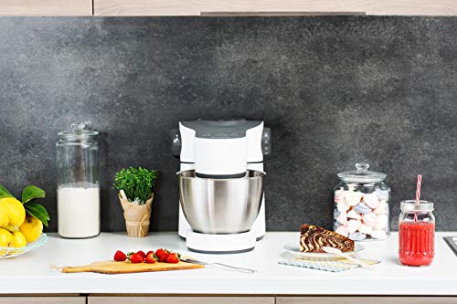 Moulinex Wizzo Robot Pâtissier, Bol Inox 4L, Kit Patisserie, Fouet Flex Breveté, Puissance 1000 W, Gâteaux, Quiches, Pizzas QA310110