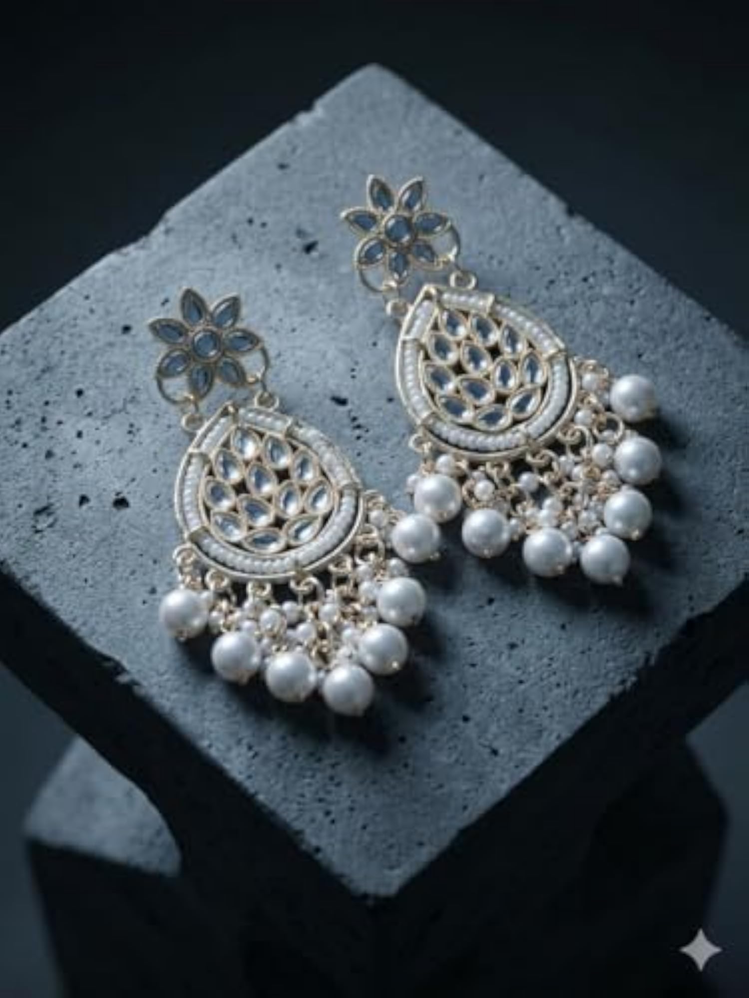 Women's Plated Kundan Earrings, Ethnic Style