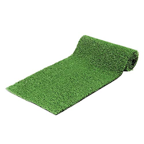 Waterproof Solid Grass Design Indoor/Outdoor 16X43 Modern Outdoor Artificial Grass Area Rug For Backyard, Patio, Garage, 16" X 43", Green #TOP2