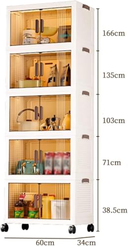 Conteneurs de rangement empilables en plastique à roulettes avec couvercles pour cuisine