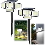 HAARAY ソーラーライト 屋外 防水 センサーライト ソーラー 高輝度 2500ルーメン 2つ人感センサー 180°感応 【2Way 壁掛け・埋め込み】 自動点灯消灯 防犯ライト 3つ感知モード IP65防水 角度調整可能 360°照明 太陽光ledライト 2200mAhバッテリー ガーデン・庭・玄関・駐車場・停電時適用 日本語説明書付き （2個）