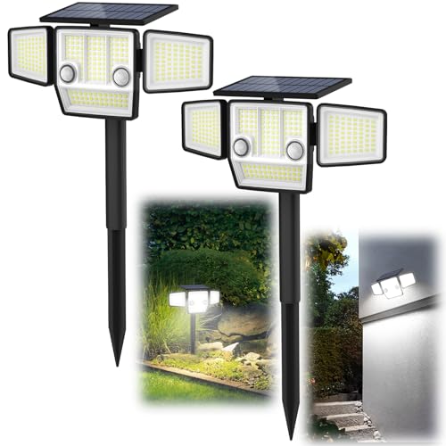 HAARAY ソーラーライト 屋外 防水 センサーライト ソーラー 高輝度 2500ルーメン 2つ人感センサー 180°感応 【2Way 壁掛け・埋め込み】 自動点灯消灯 防犯ライト 3つ感知モード IP65防水 角度調整可能 360°照明 太陽光ledライト 2200mAhバッテリー ガーデン・庭・玄関・駐車場・停電時適用 日本語説明書付き （2個）