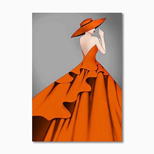 Art mural pour décor de salon chaleureux - Affiche femme moderne peinture sur toile 40x60cm