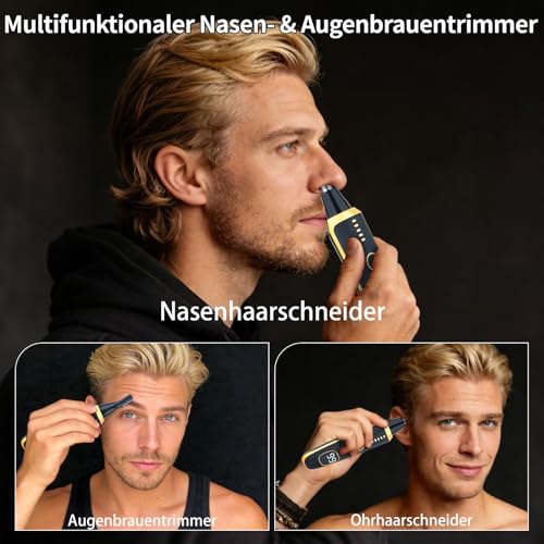Beanify LED Nasenhaartrimmer für Herren und Damen, 2-in-1 Wiederaufladbarer Augenbrauen- & Ohrhaartrimmer, Nasenhaarschneider mit USB-C, IPX7 Wasserdicht, Schmerzfrei & Tragbar (Schwarz) 2