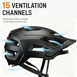 Bike Helmet, Helmets for Adults Men, Front and Back LED Lights Safe Certified MTB Road Bicycle Helmet with Adjustable Brim — photo 3 of 6