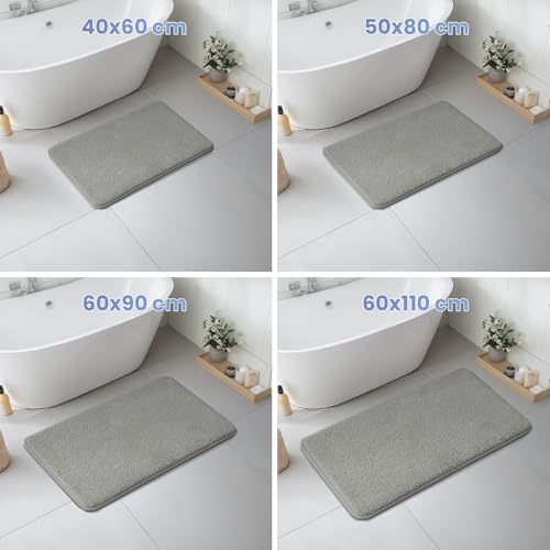 Tapis de bain antidérapant évite les glissades vounot microfibre gris