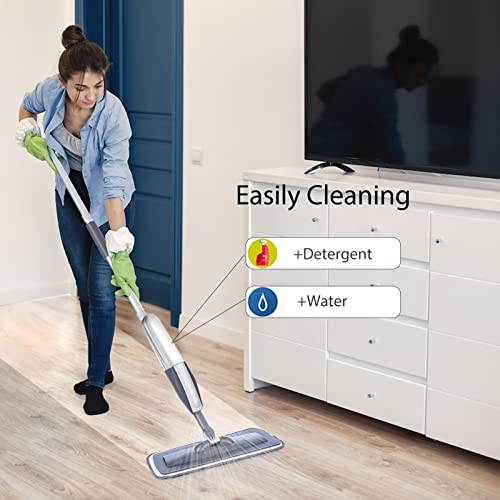 Microfiber Spray Mop For Floor Cleaning With 5 Washable Pads,360 Degree Spin Dust Mop With Mop Holder And Scraper For Home Kitchen Bathroom,Dry Wet Flat Mop For Wood Laminate Ceramic Hardwood Tile #TOP5