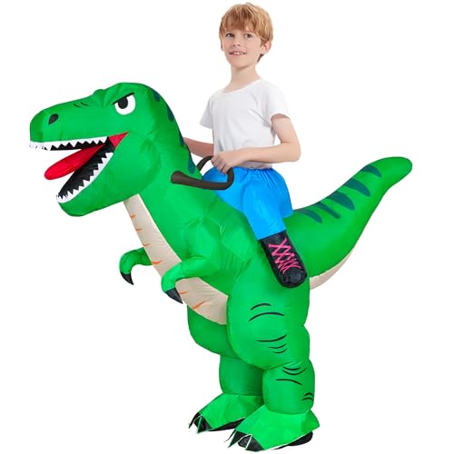 Goenb Inflatable Dinosaur Costume Kids, Blow Up Dinosaur Costume Funny Riding Dino Costumes Kids for Halloween Cosplay Party