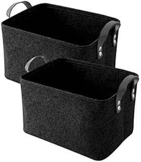 Tongliang Felt Basket Storage Box Foldable Laundry Hamper Storage Baskets with Handle Bin Toy Organizer for Kids Bedroom Office Closet Grey S 2Pcs
