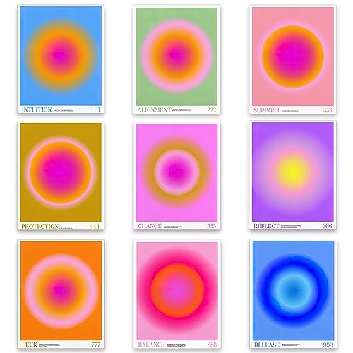 9-piece set Angel Number Poster Print, 111, 222, 333, 444, 555, 666, 777, 888, 999, Minimalistic Art Print, Home Decor Living Room Bedroom Decoration Canvas Wall Art Decor Poster Angel Number 08x10inch