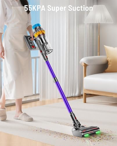 Image of Cordless Vacuum Cleaner, 650W 55KPA 70Min Powerful Vacuum Cleaners for Home, Self-Standing Stick Vacuum Cordless Rechargeable /Anti-Tangle /OLED Screen /1.8L Cup for Home Pet Hair /Carpet /Hardwood Floor